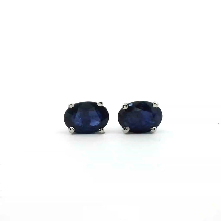 Oval 7x5 Blue Sapphire | Gold Earrings | Marquisse Jewelry