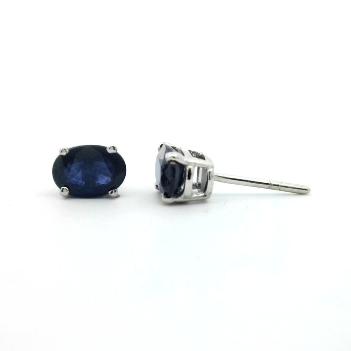 Oval 7x5 Blue Sapphire | Gold Earrings | Marquisse Jewelry