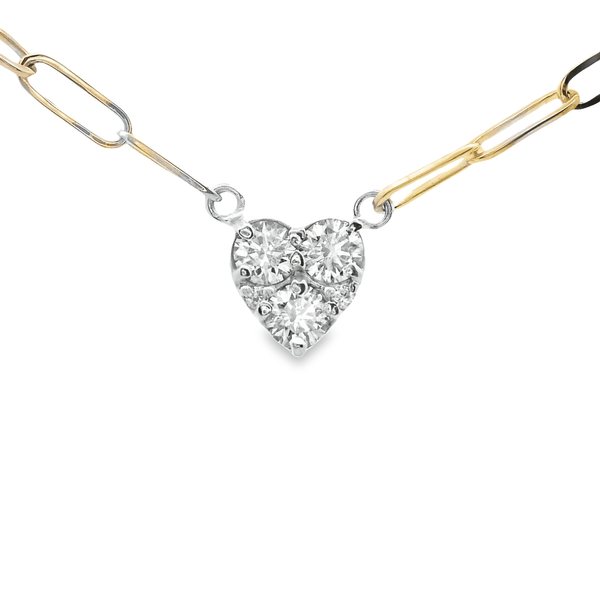 Dije de Corazón de Diamantes con Cadena Paperclip
