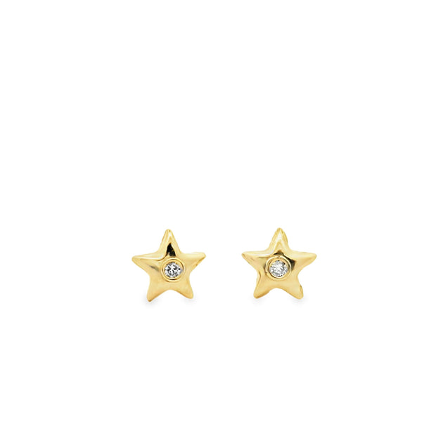 Star Yellow Gold Earrings with Diamond