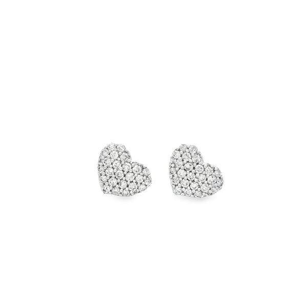 Arete de corazón con pavé de diamantes