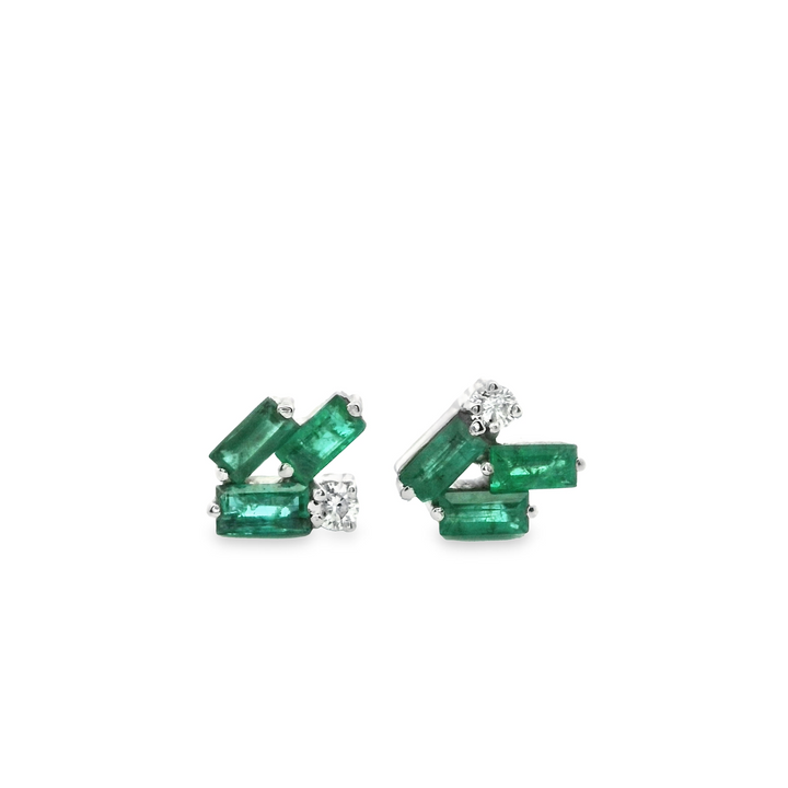 Baguettes and Emeralds | Gold Earrings | Marquisse Jewelry