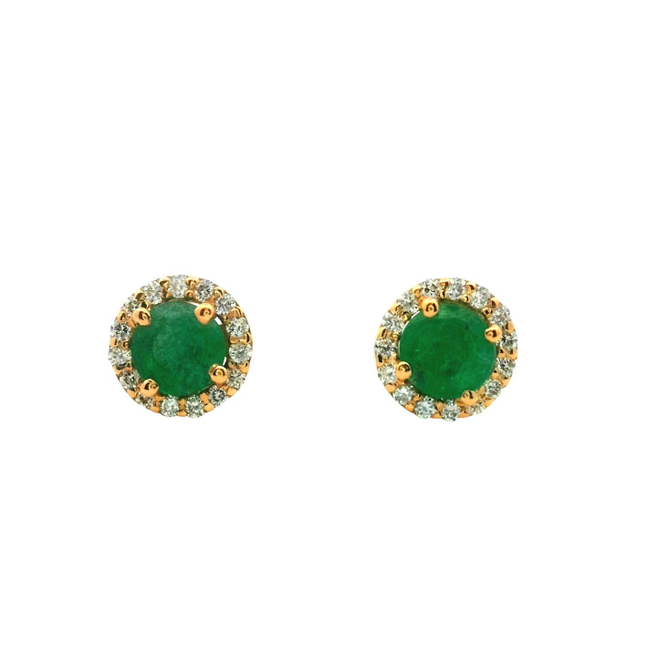 Emerald Diamond Halo | Gold Earrings | Marquisse Jewelry