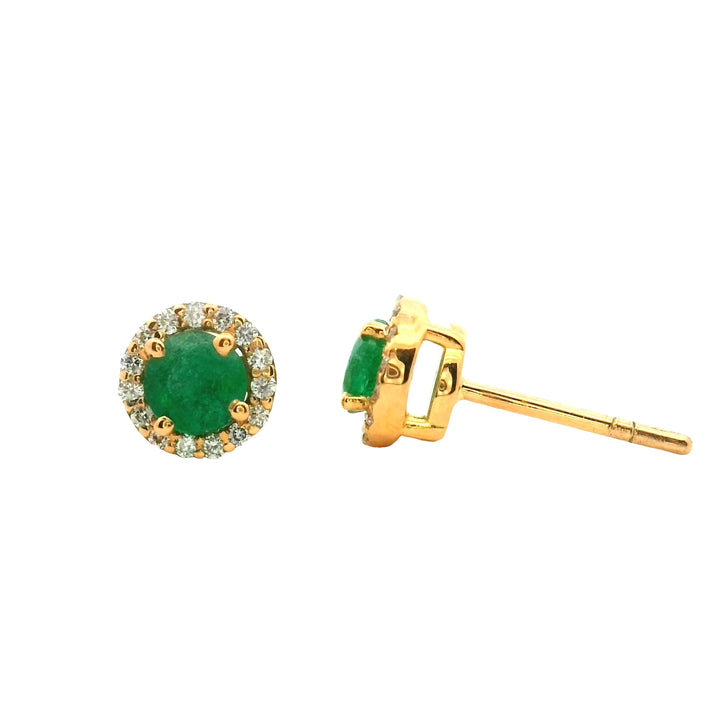 Emerald Diamond Halo | Gold Earrings | Marquisse Jewelry