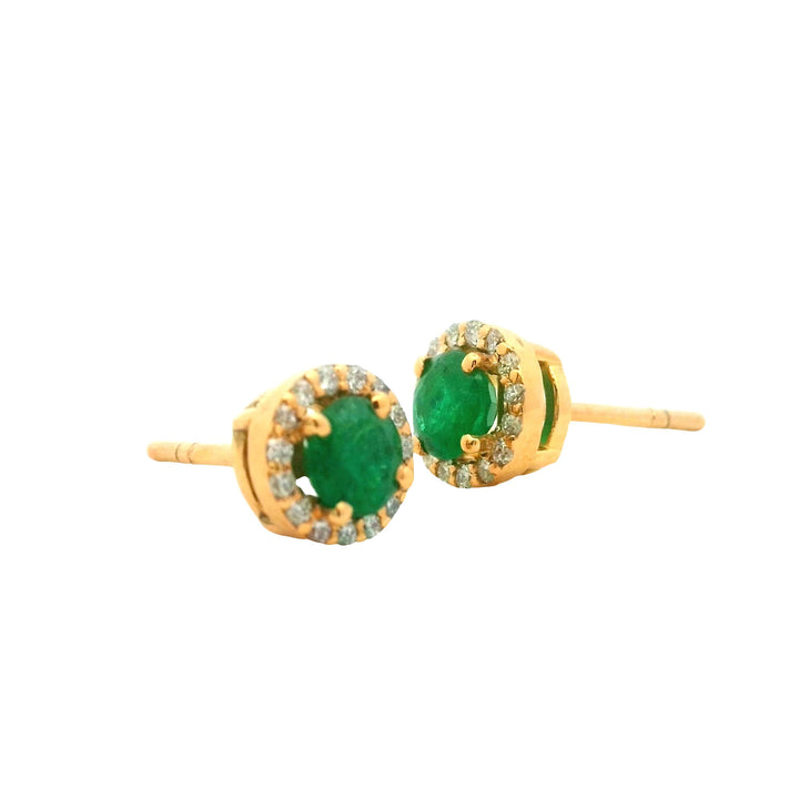 Emerald Diamond Halo | Gold Earrings | Marquisse Jewelry