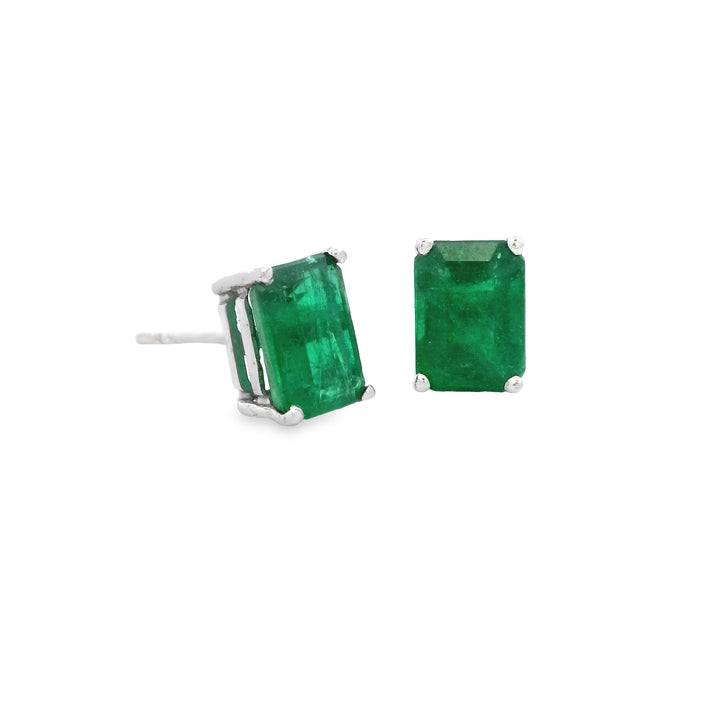 Emerald Rectangular 7x5 | Gold Earrings | Marquisse Jewelry