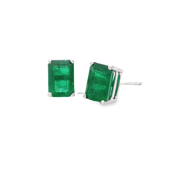 Emerald Rectangular 7x5 | Gold Earrings | Marquisse Jewelry