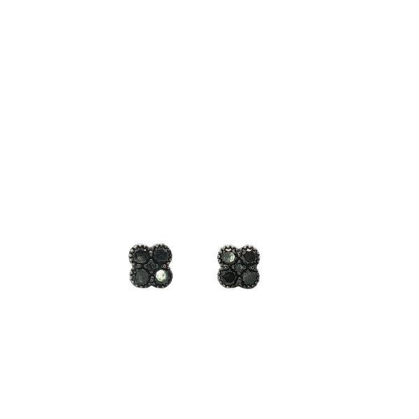 Aretes de Trébol de Diamante Negro