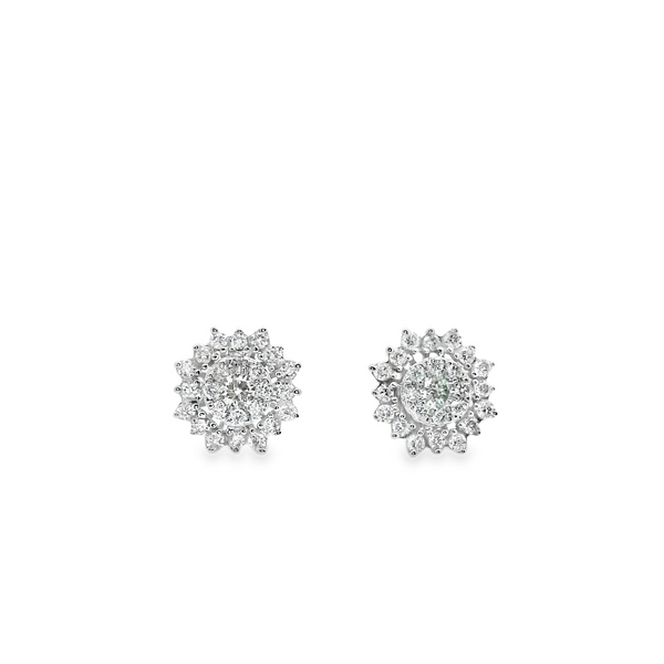 Diamond Pave with Flower Halo Earrings