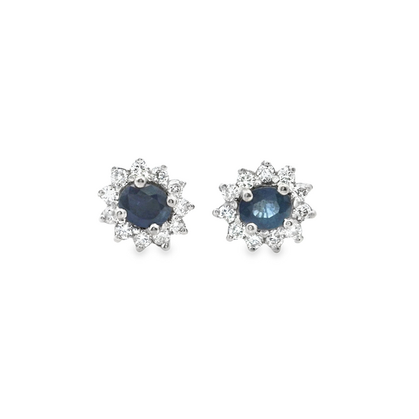 Sapphire Small Vintage Halo Earrings