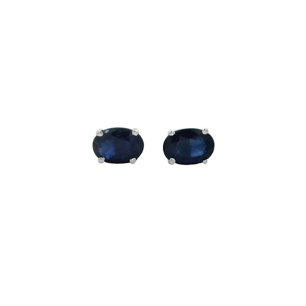 Oval 7x5 Blue Sapphire | 18Kt Gold Earrings | Marquisse Jewelry