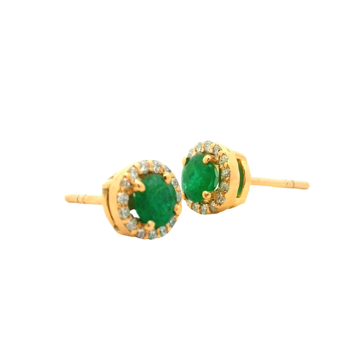 Emerald Diamond Halo M (mm) | 18Kt Gold Earrings | Marquisse Jewelry