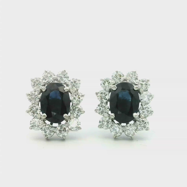 Oval Sapphire Diamond Gold Earrings | Marquisse Jewelry