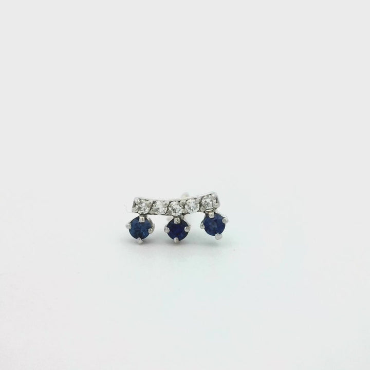 3 sapphire diamond bar | Gold Earrings | Marquisse Jewelry