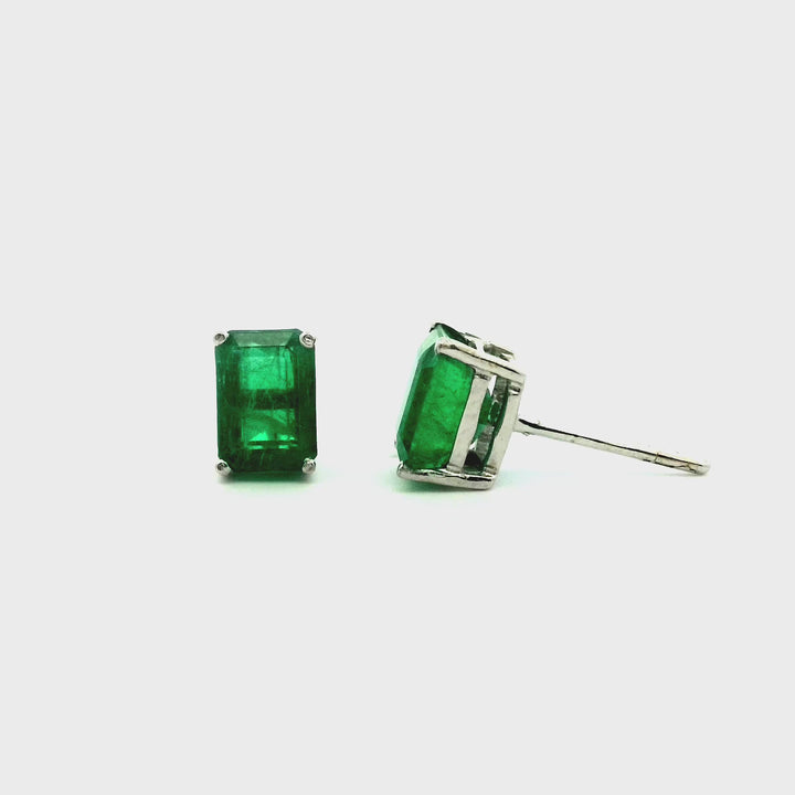 Emerald Rectangular 7x5 | 18Kt Gold Earrings | Marquisse Jewelry
