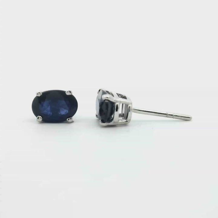 Oval 7x5 Blue Sapphire | Gold Earrings | Marquisse Jewelry