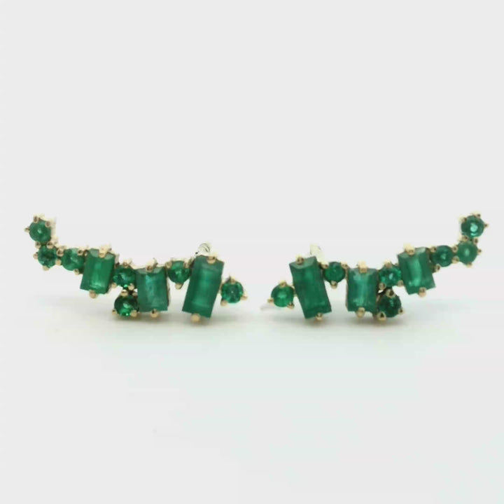 Amazonia Petite Emeralds Left | 18Kt Gold Earrings | Marquisse Jewelry